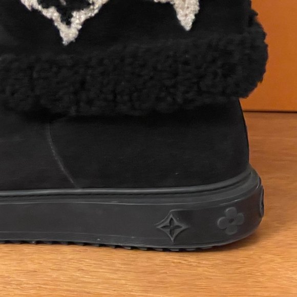 Louis Vuitton Snowdrop Flat Ankle Boots 7 37 Black Suede Shearling Excellent! - Picture 12 of 16